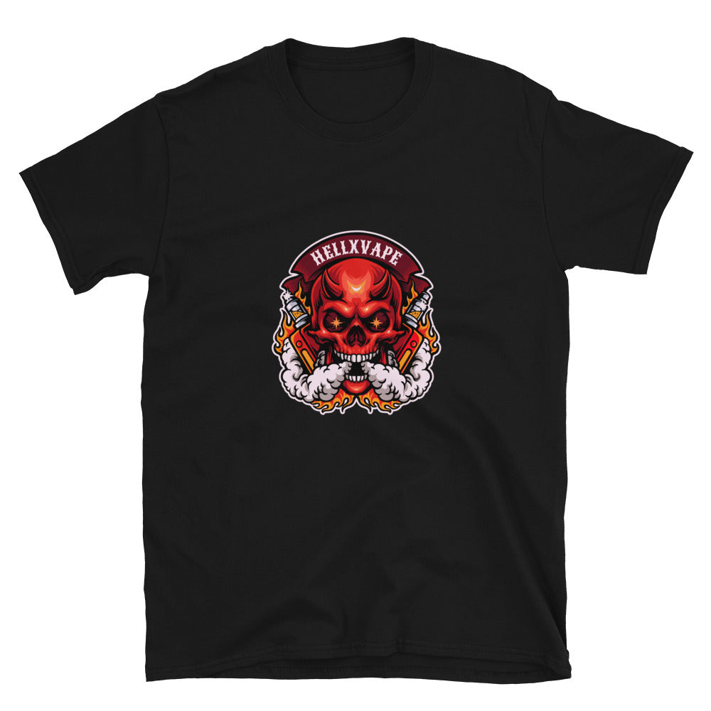 Cráneo aterrador fumando infierno vape mascota Fit Unisex Softstyle camiseta