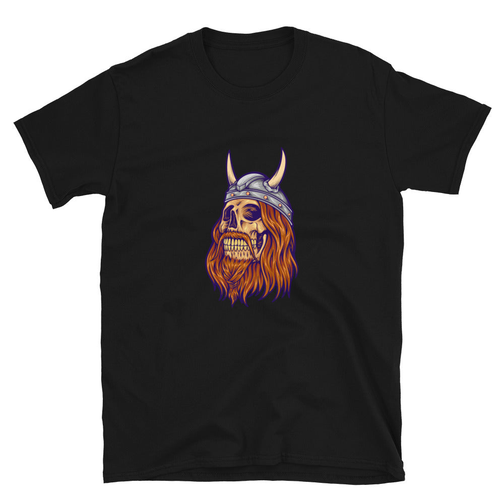 Vikingo viejo cráneo con cuernos Fit Unisex Softstyle camiseta