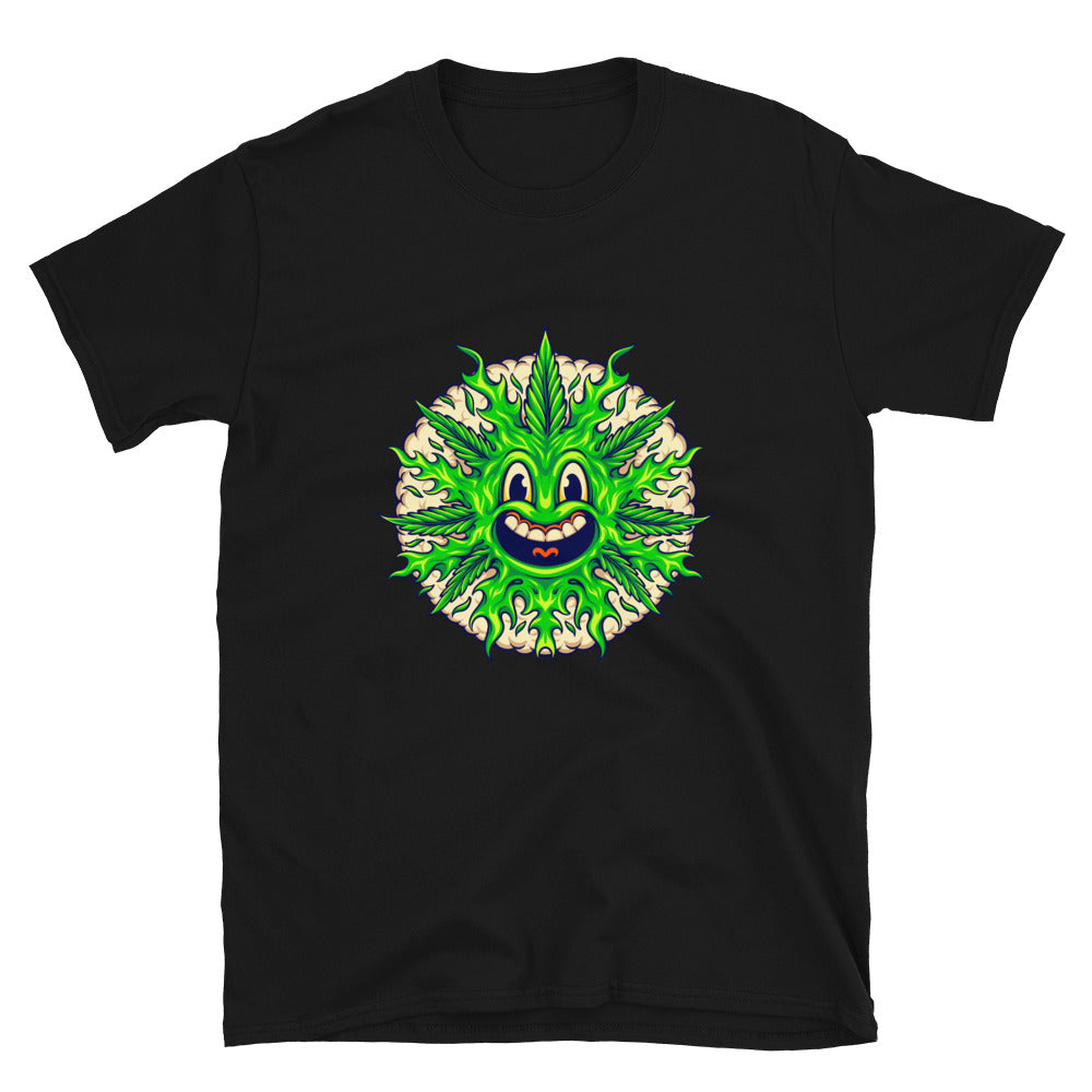 Weed leaf cute emoji with smoke bubble Fit Unisex Softstyle T-Shirt