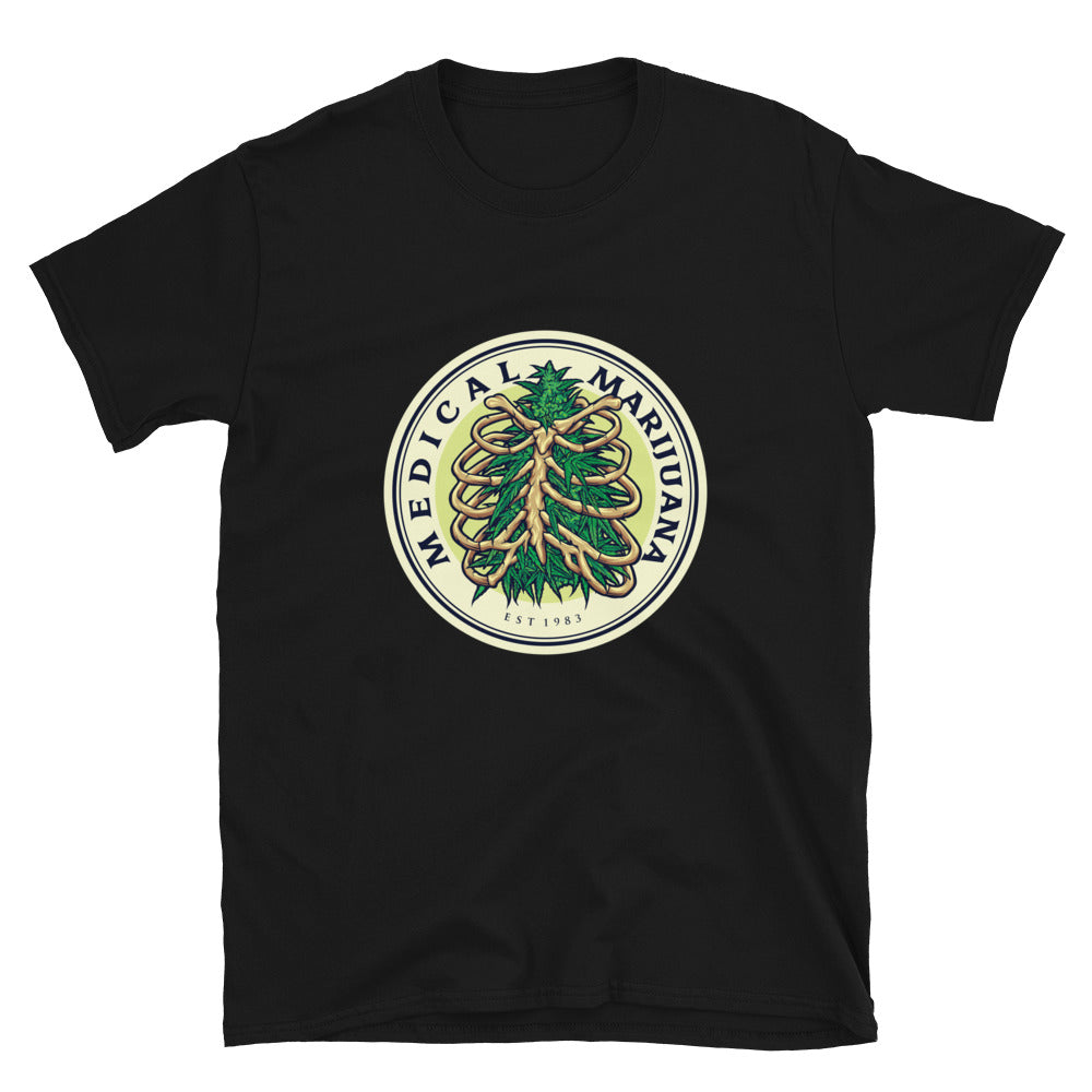 Weed Ribcage Logo Marihuana Medicinal Fit Unisex Softstyle Camiseta