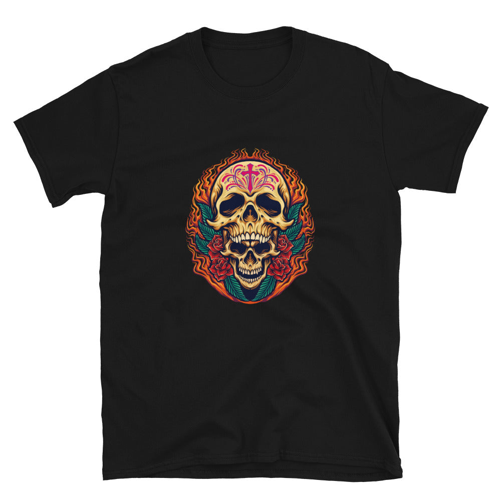 Sugar Skull Dia De Los Muertos Mexikanisches Tattoo Fit Unisex Softstyle T-Shirt