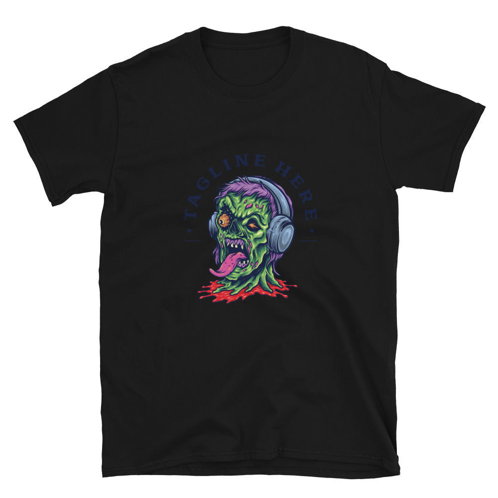 Zombie Vintage Horror Kopfhörer Musik Fit Unisex Softstyle T-Shirt