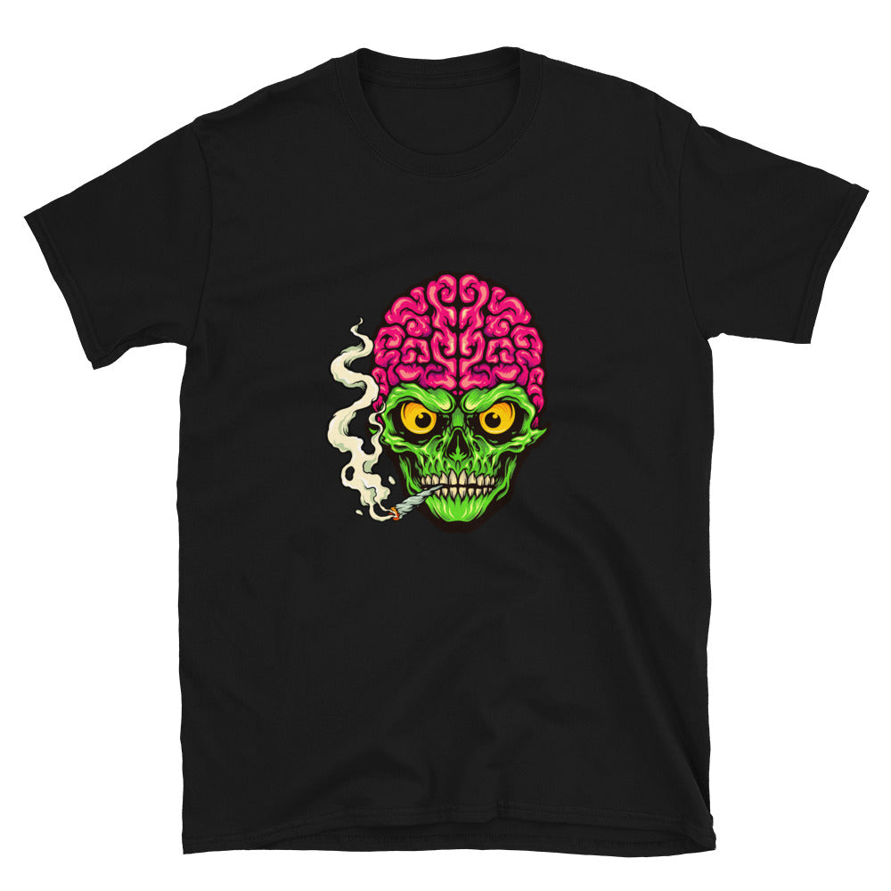 Smoking Skull Weed Cigarette Fit Unisex Softstyle T-Shirt