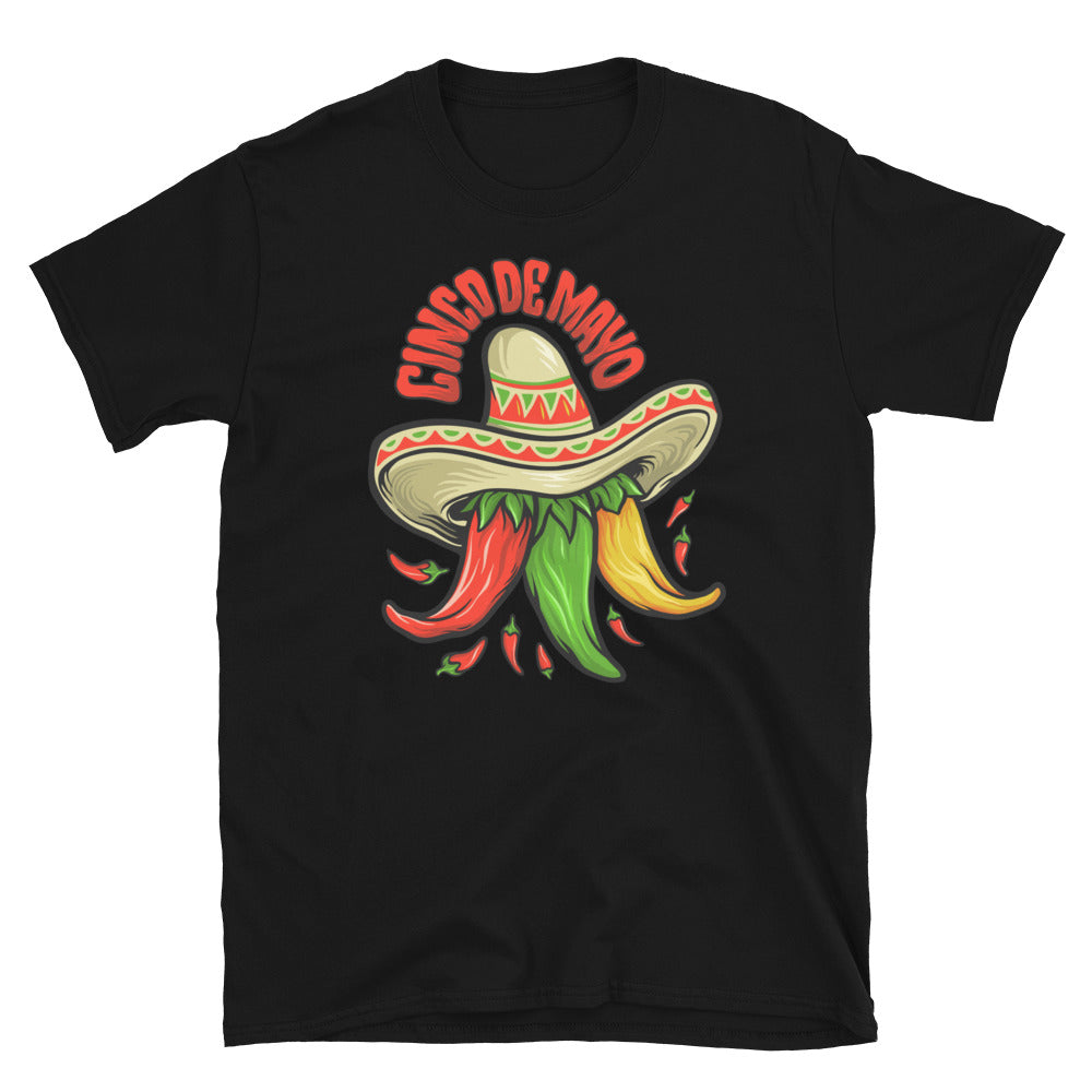 Logo Restaurant Cinco de Mayo Mexican Chili Mascot Fit Unisex Softstyle T-Shirt