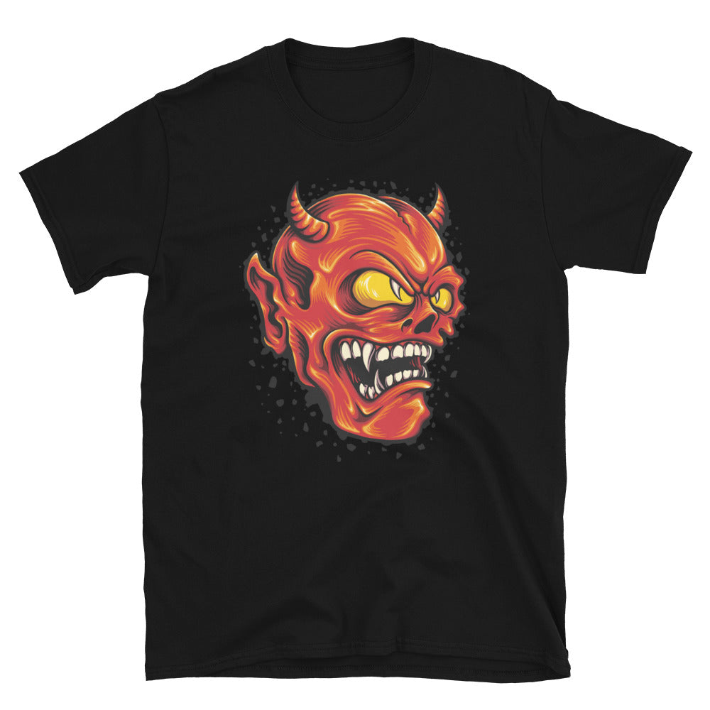 Red Devil Smiley Cartoon Mascot Fit Unisex Softstyle T-Shirt