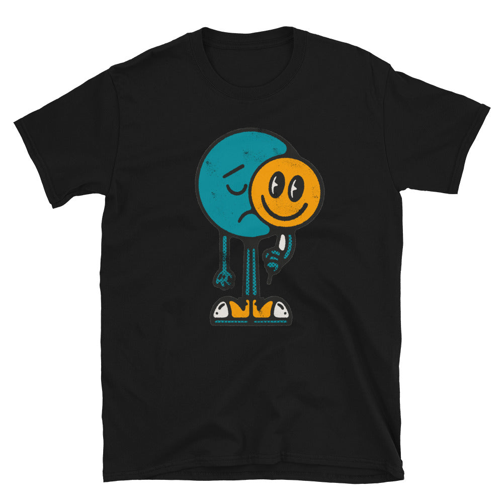 Happy Face Sad Face Smiley Fit Unisex Softstyle T-Shirt