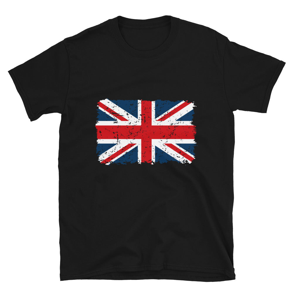 Camiseta Softstyle unisex con bandera grunge del Reino Unido