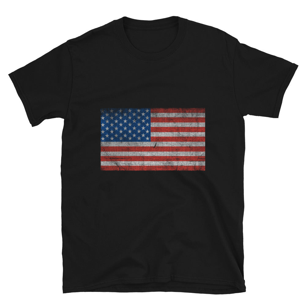 USA Grunge Flag Fit Unisex Softstyle T-Shirt