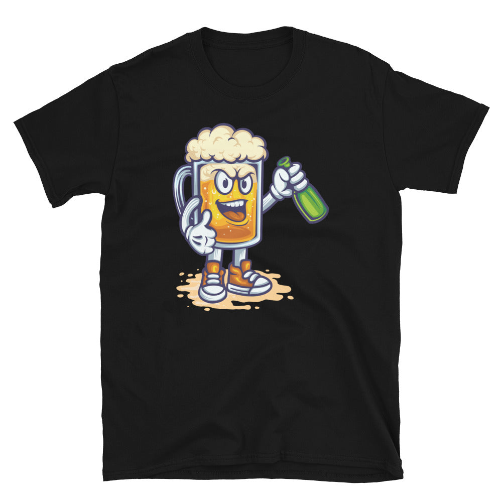 Divertido vaso de cerveza, sonrisa - Camiseta unisex de estilo suave