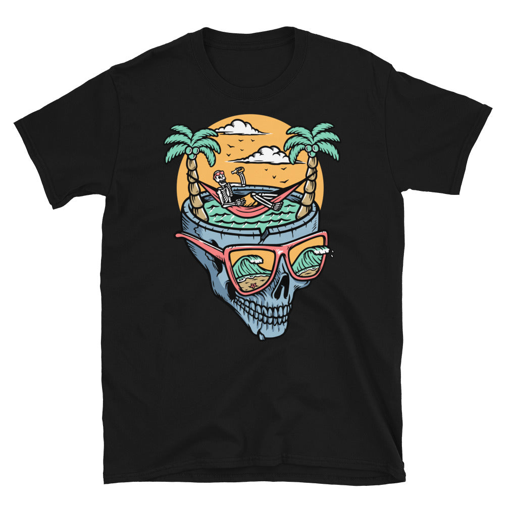 Totenkopf entspannt am Strand Fit Unisex Softstyle T-Shirt