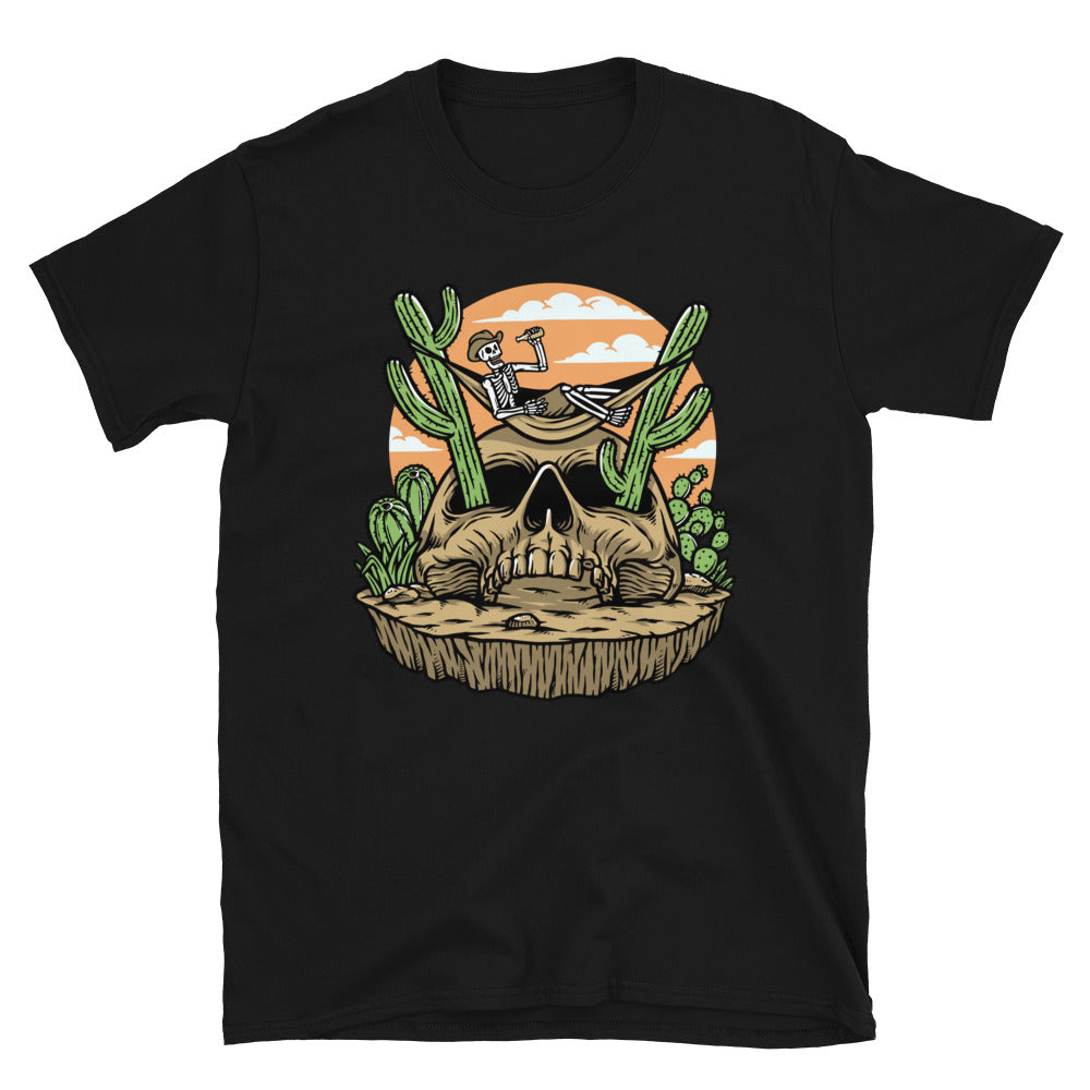 the skull is lying down on the cactus Fit Unisex Softstyle T-Shirt