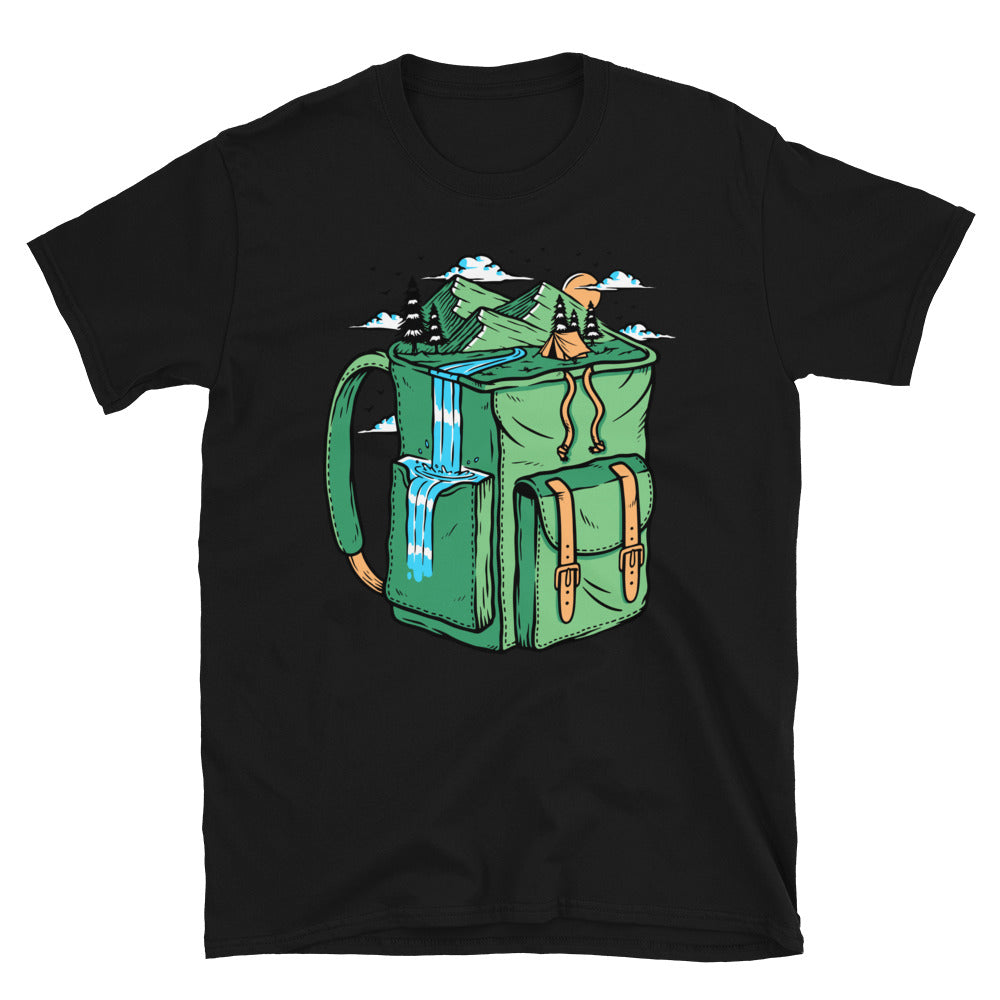 Adventure the Mountain with a Bag - Fit Unisex Softstyle T-Shirt