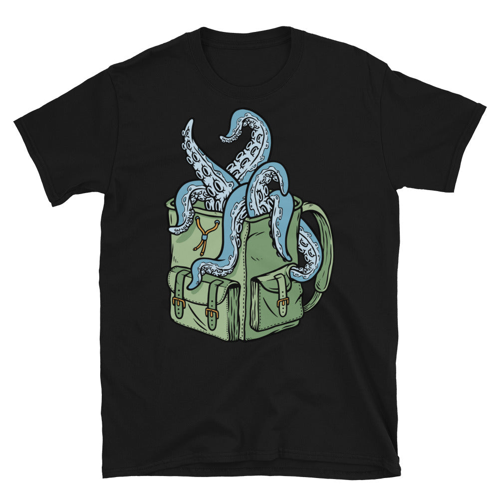 Octopus kommt aus der Tasche Fit Unisex Softstyle T-Shirt