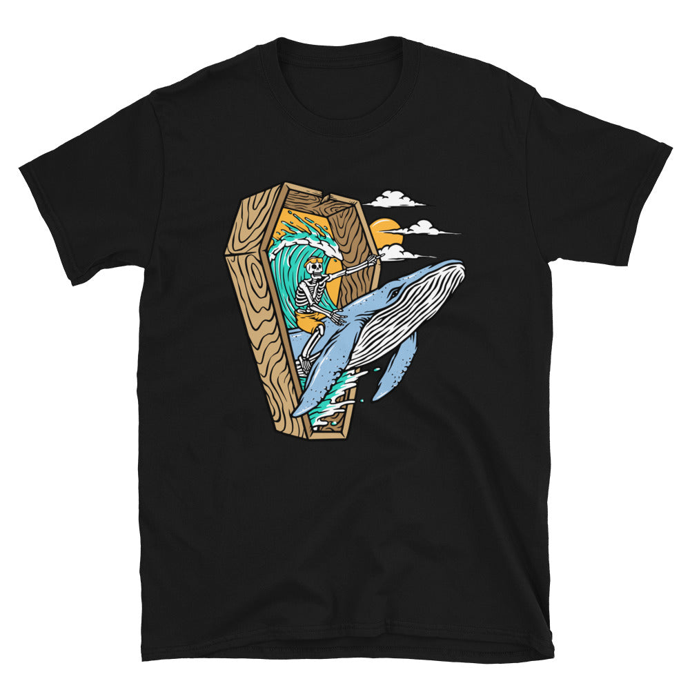 Skeleton riding a whale Fit Unisex Softstyle T-Shirt