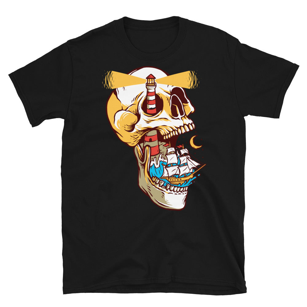 Navegando en la isla calavera Fit Unisex Softstyle camiseta