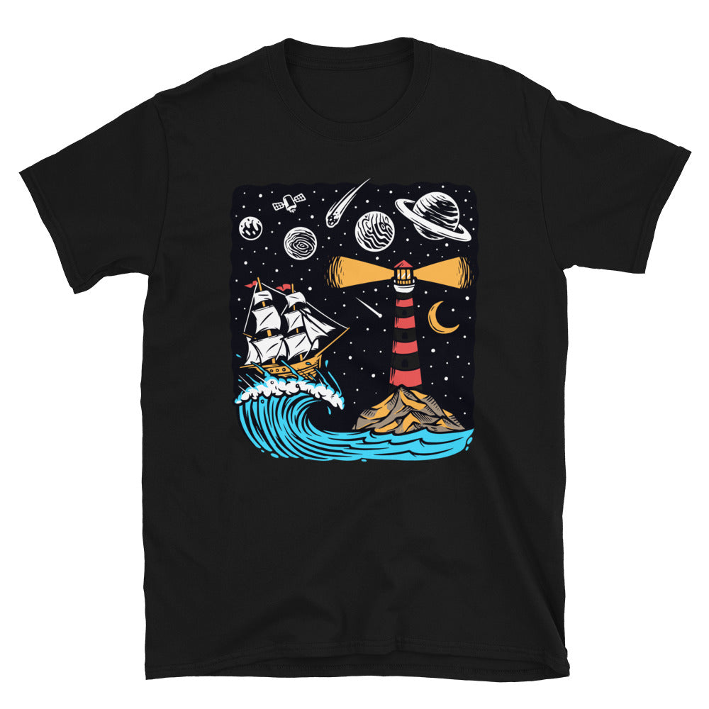 Navegando en la luna por la noche Fit Unisex Softstyle Camiseta