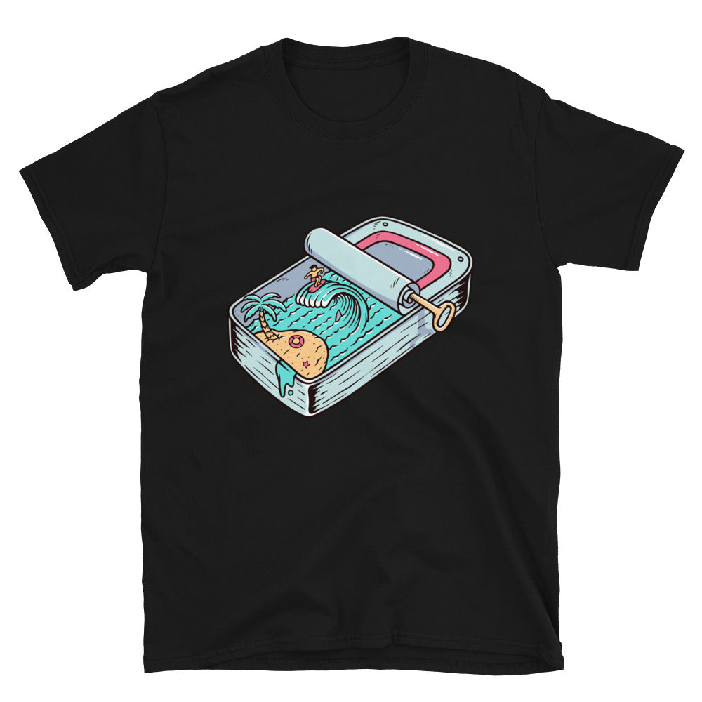 Views of the beach in canned sardines Fit Unisex Softstyle T-Shirt