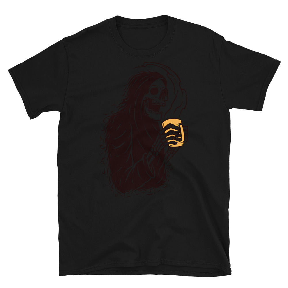 Skull grim and coffee Fit Unisex Softstyle T-Shirt