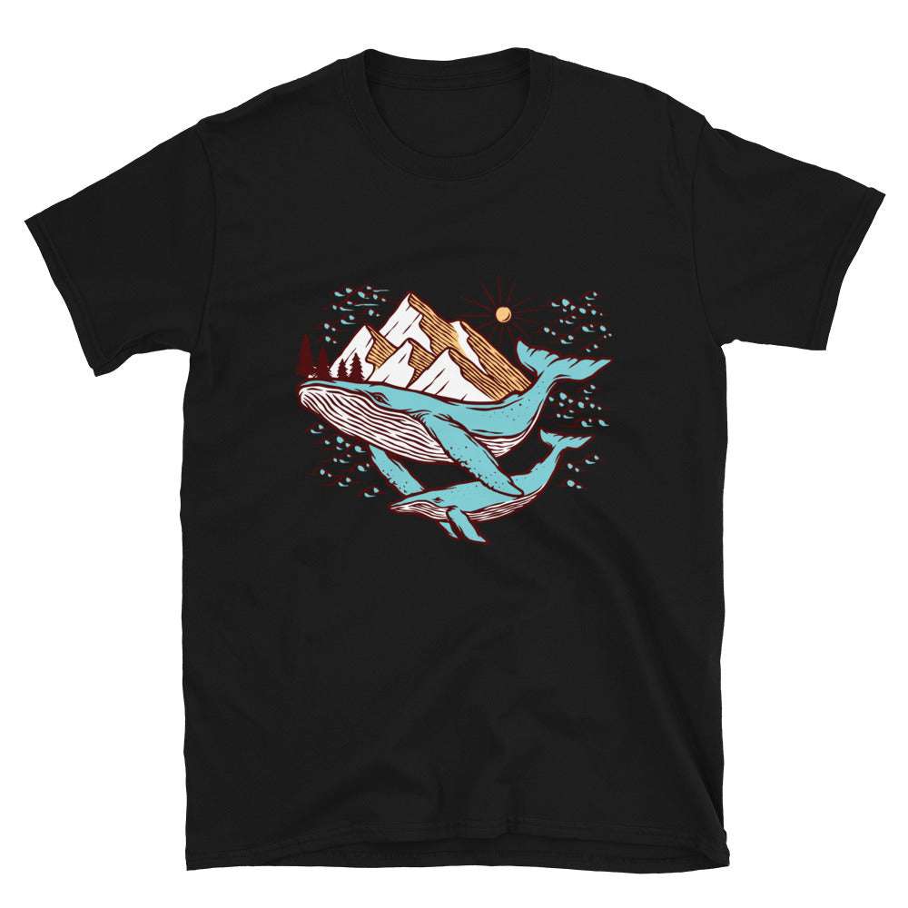 Views of mountains and whales Fit Unisex Softstyle T-Shirt