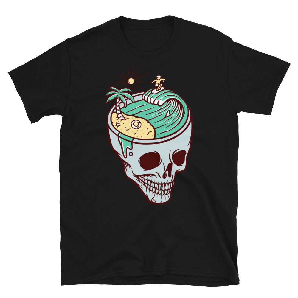 Verano en la playa de calaveras Fit Unisex Softstyle camiseta