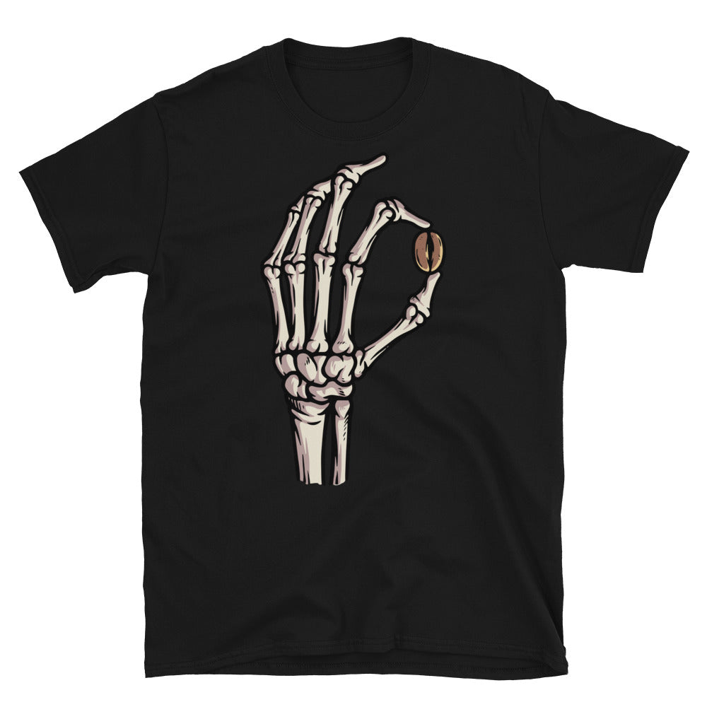 Mano de calavera con granos de café Fit Unisex Softstyle Camiseta