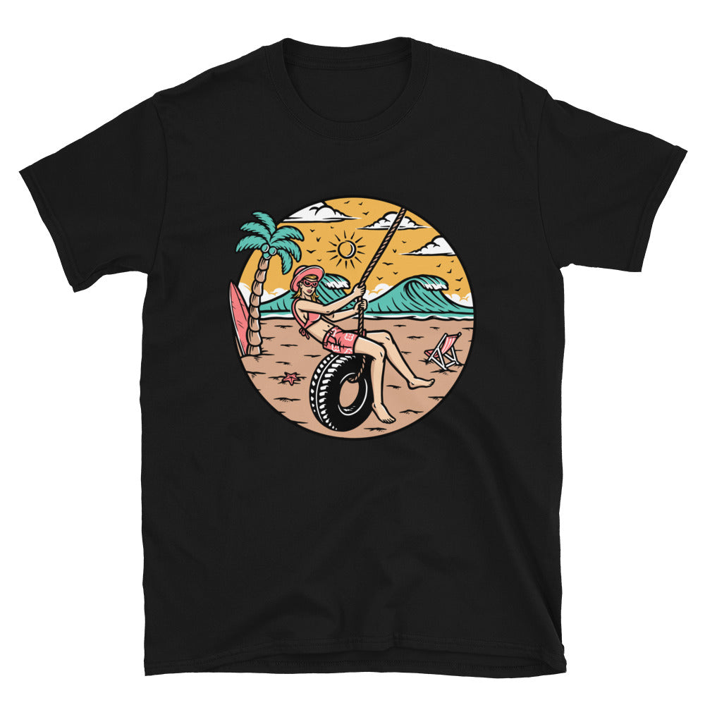 Mujeres divirtiéndose en la playa Fit Unisex Softstyle Camiseta