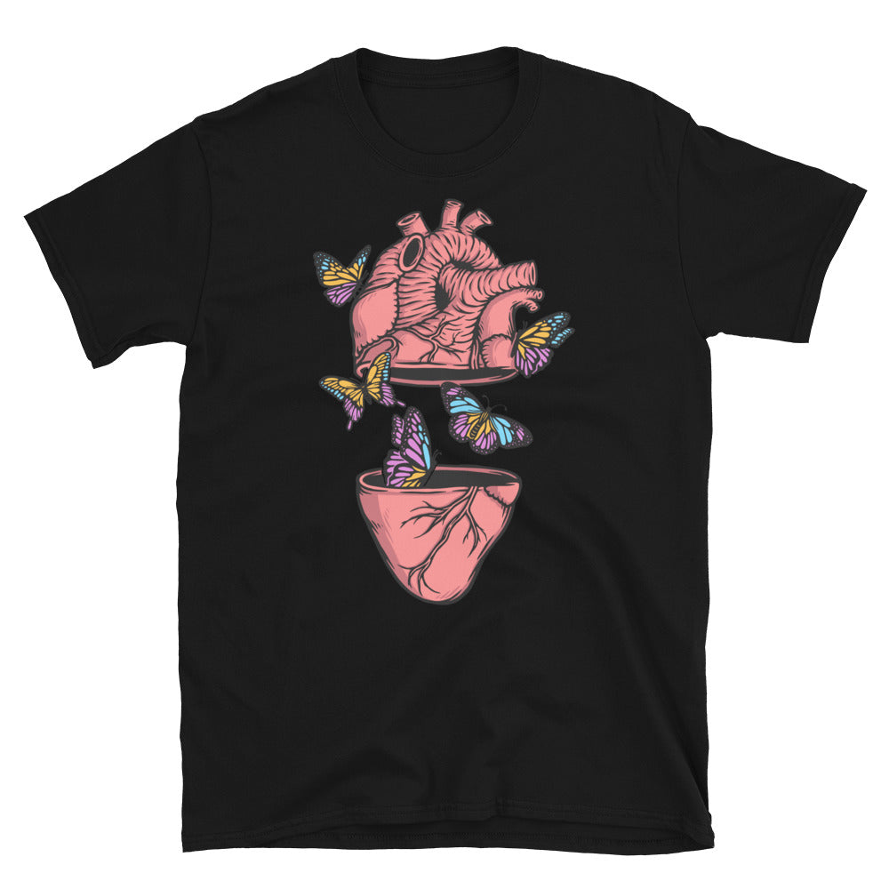 Beautiful Butterflies Fly out of the Heart - Fit Unisex Softstyle T-Shirt