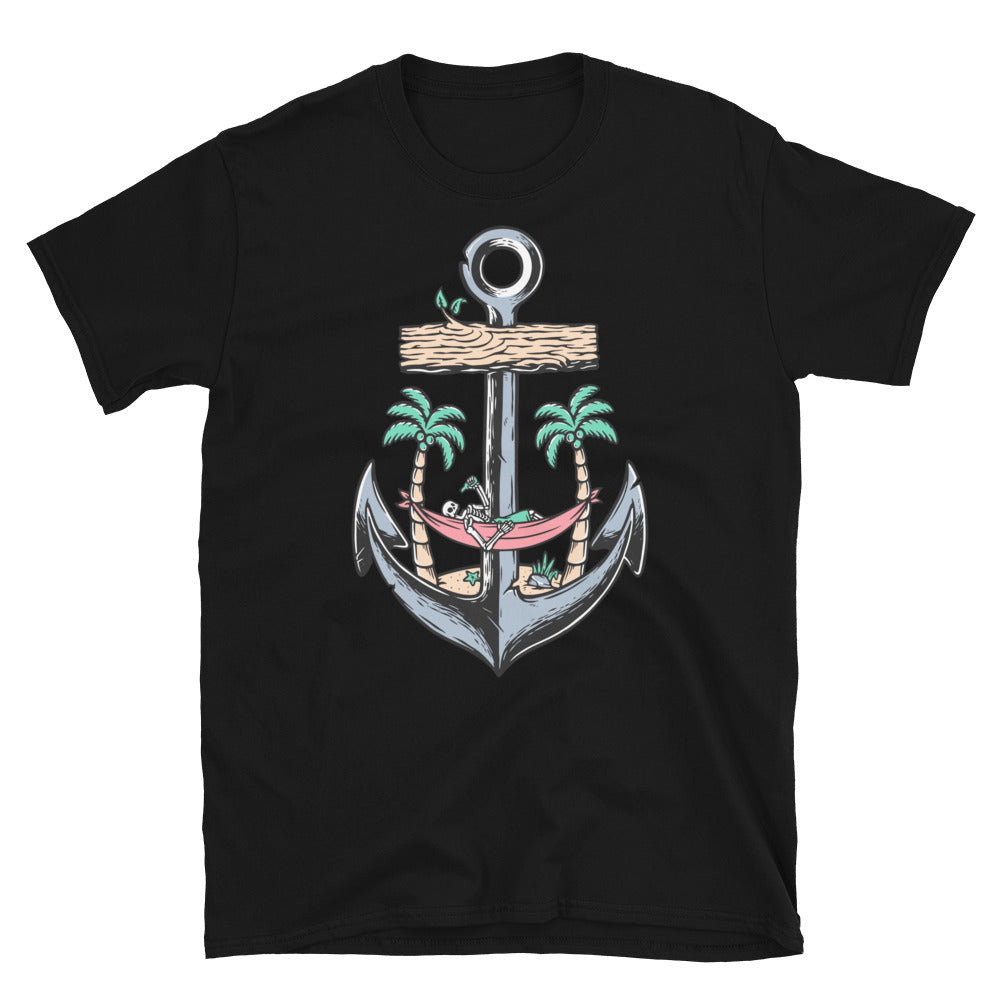 Beach Skull and Old Anchor - Fit Unisex Softstyle T-Shirt