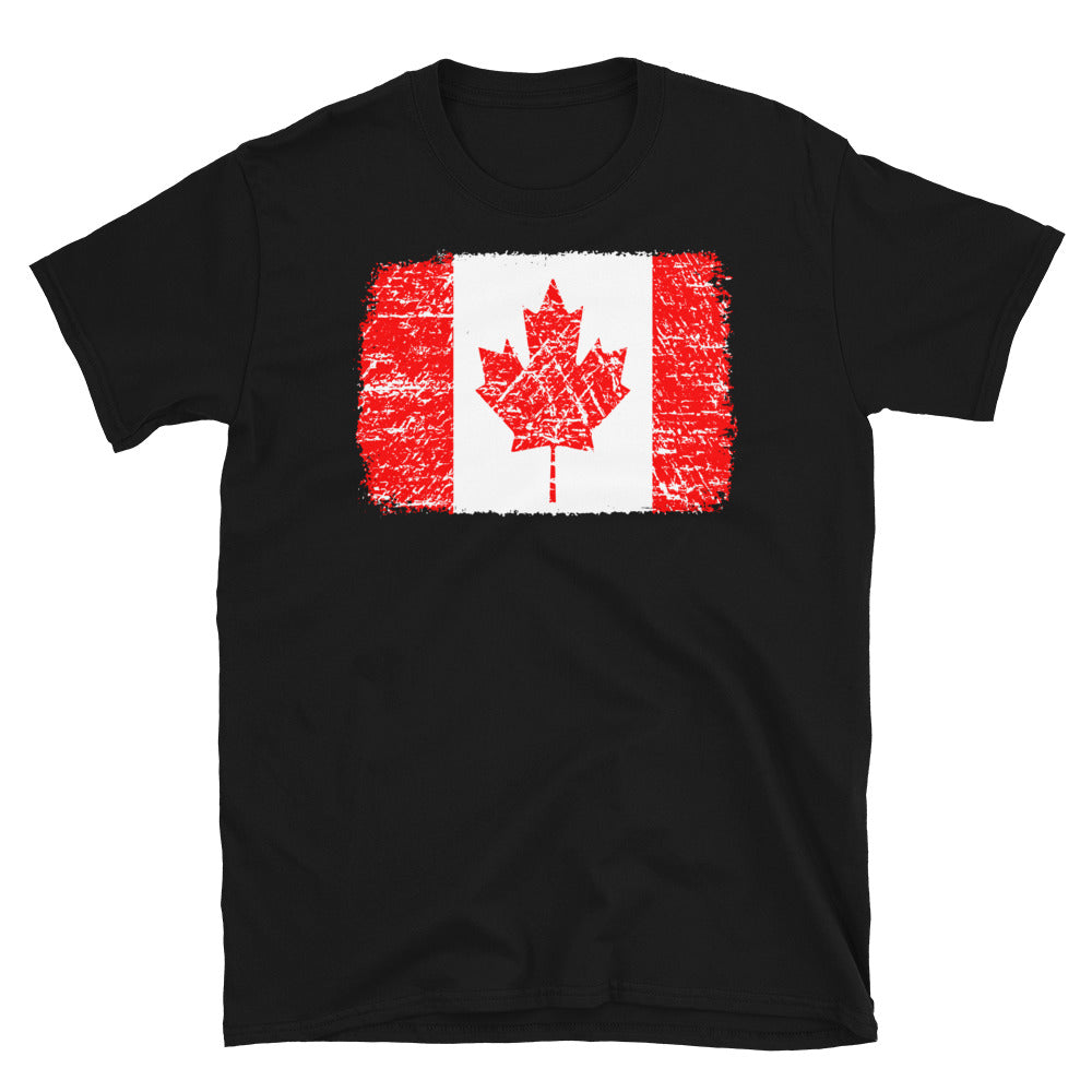 Canadian Flag, Distressed - Fit Unisex Softstyle T-Shirt