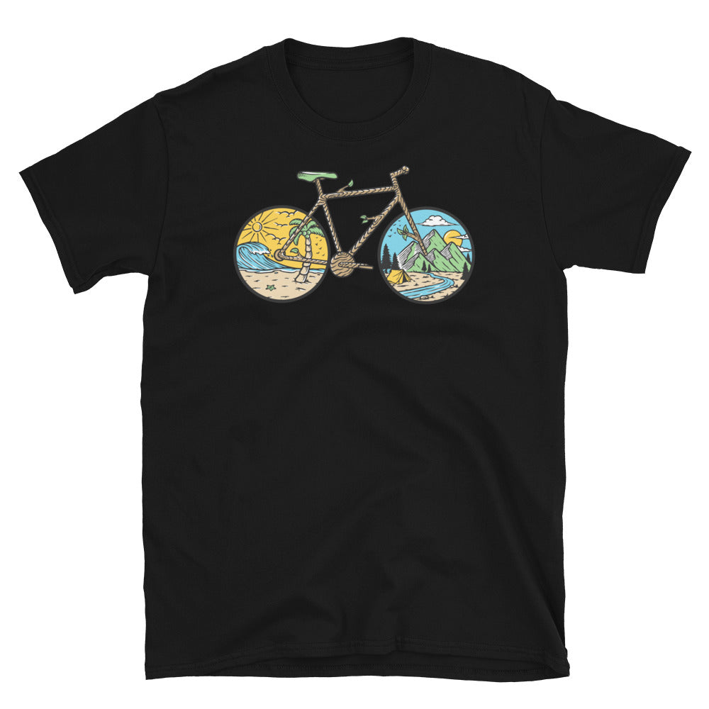 Camiseta unisex Softstyle con forma de bicicleta natural