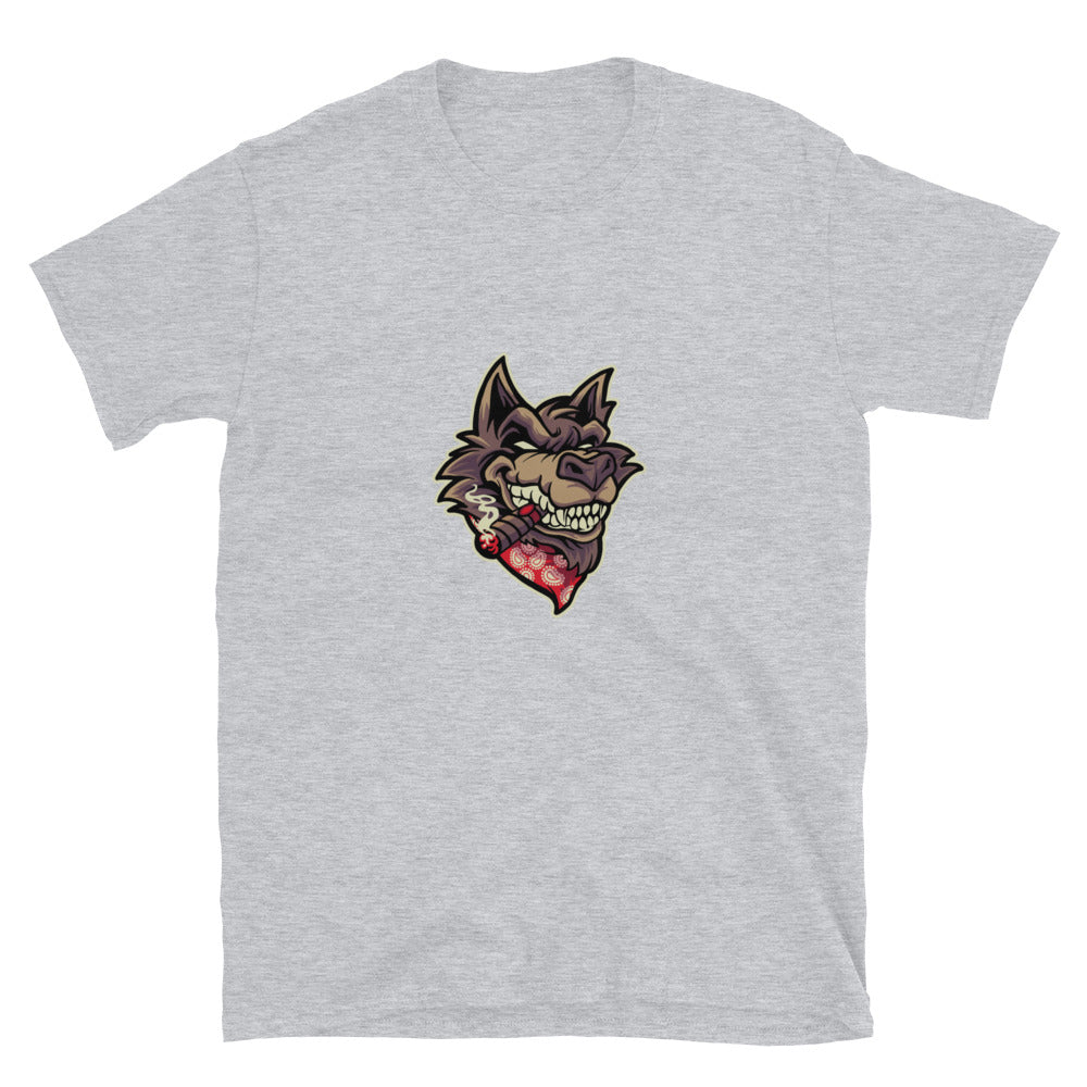 Cabeza de lobo y cigarro Fit Unisex Softstyle camiseta