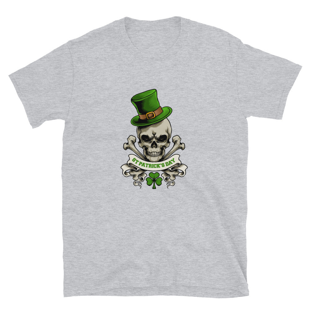 St. Patrick's Day Totenkopf und gekreuzter Knochen Fit Unisex Softstyle T-Shirt