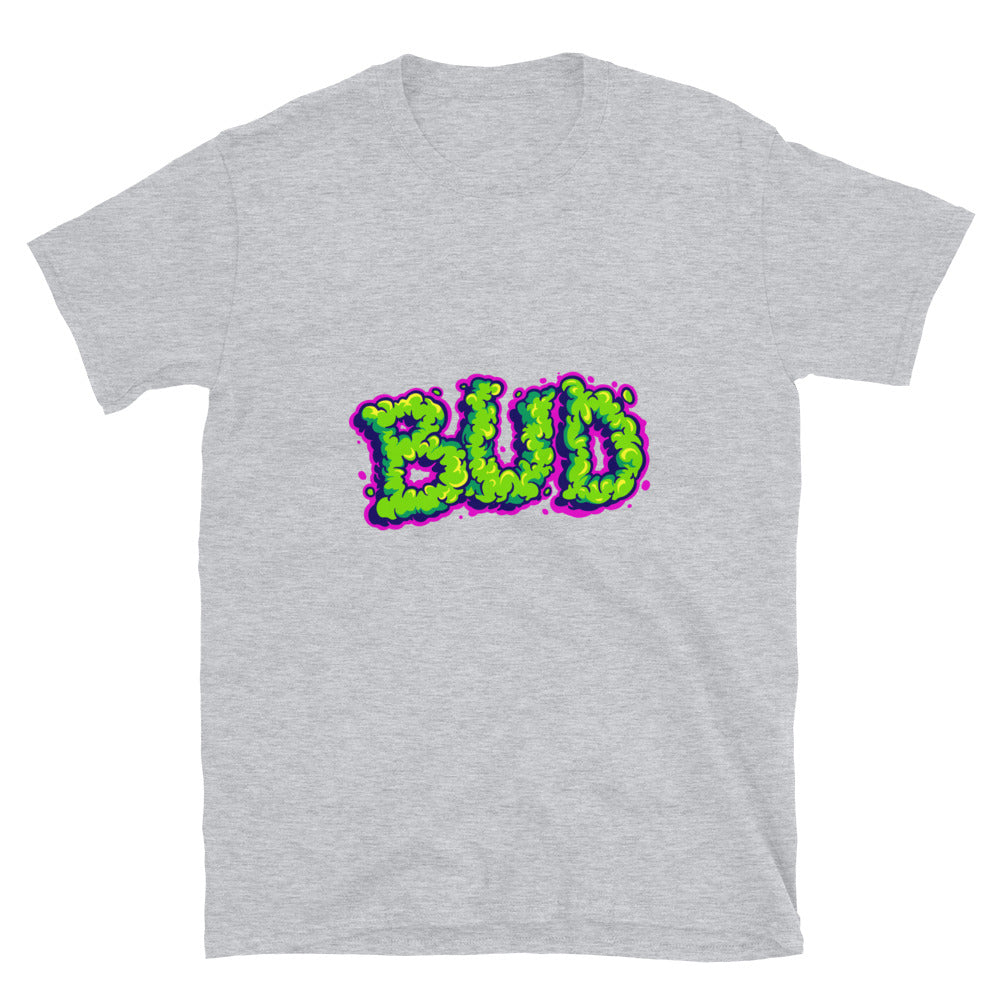 Weed bud smoke effect lettering words Fit Unisex Softstyle T-Shirt