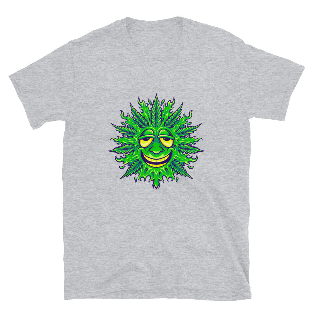 Weed leaf cute emoji smile Fit Unisex Softstyle T-Shirt