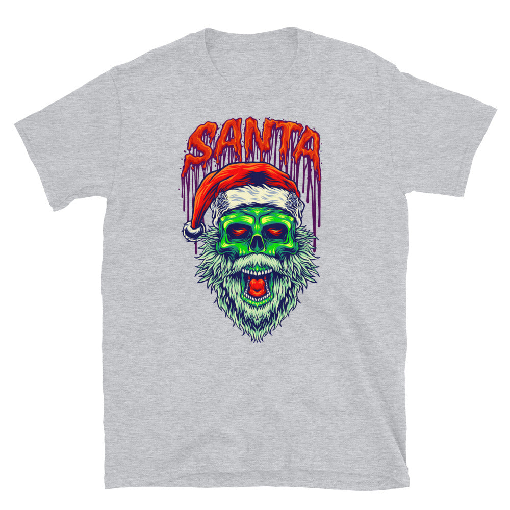 Camiseta unisex Softstyle con diseño de esqueleto de calavera verde de Santa Horror