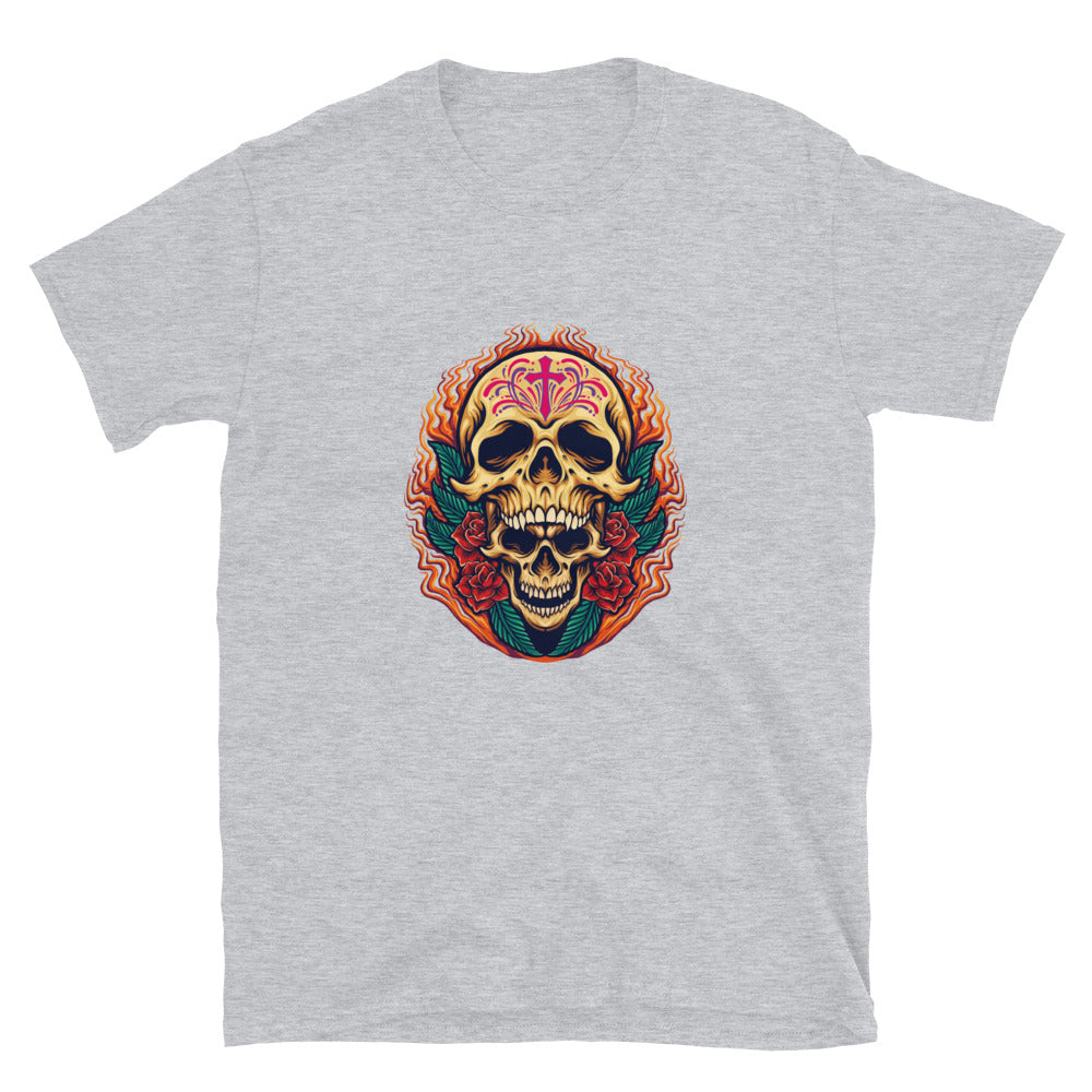 Sugar Skull Dia De Los Muertos Tatuaje Mexicano Fit Unisex Softstyle Camiseta