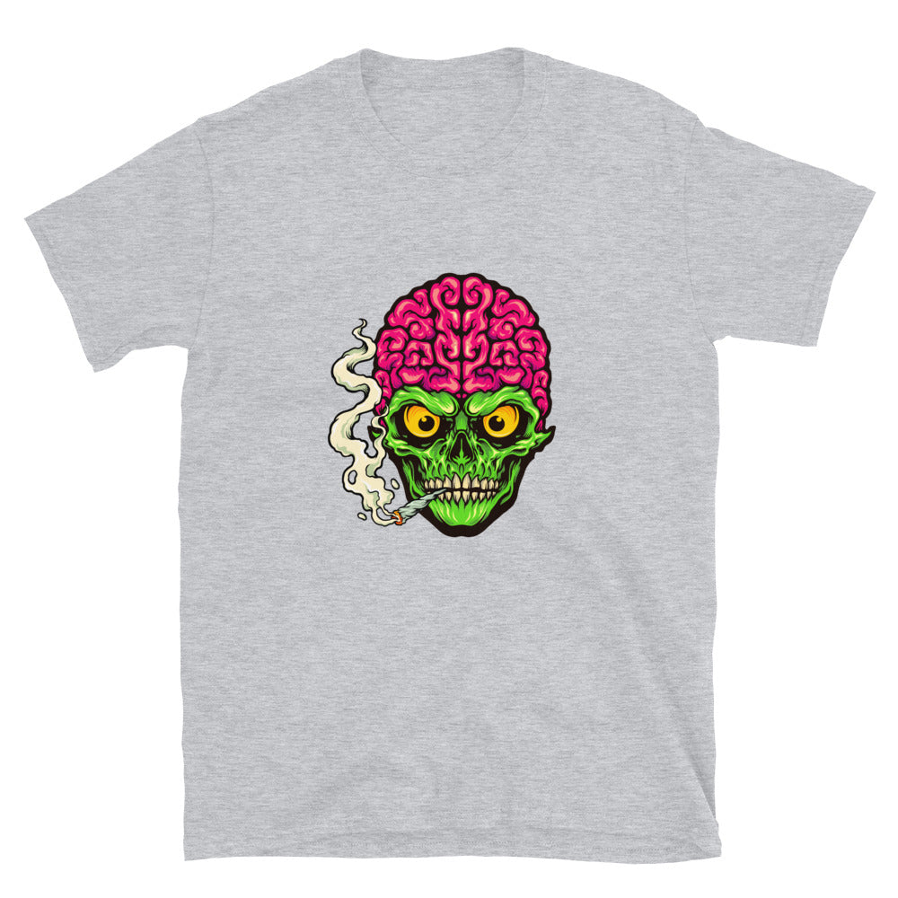 Fumar calavera hierba cigarrillo ajuste unisex Softstyle camiseta