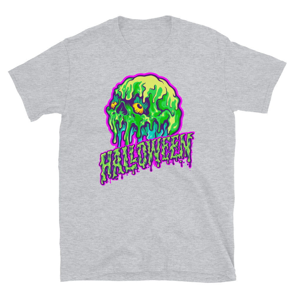 Camiseta unisex Softstyle con texto de Halloween que se derrite