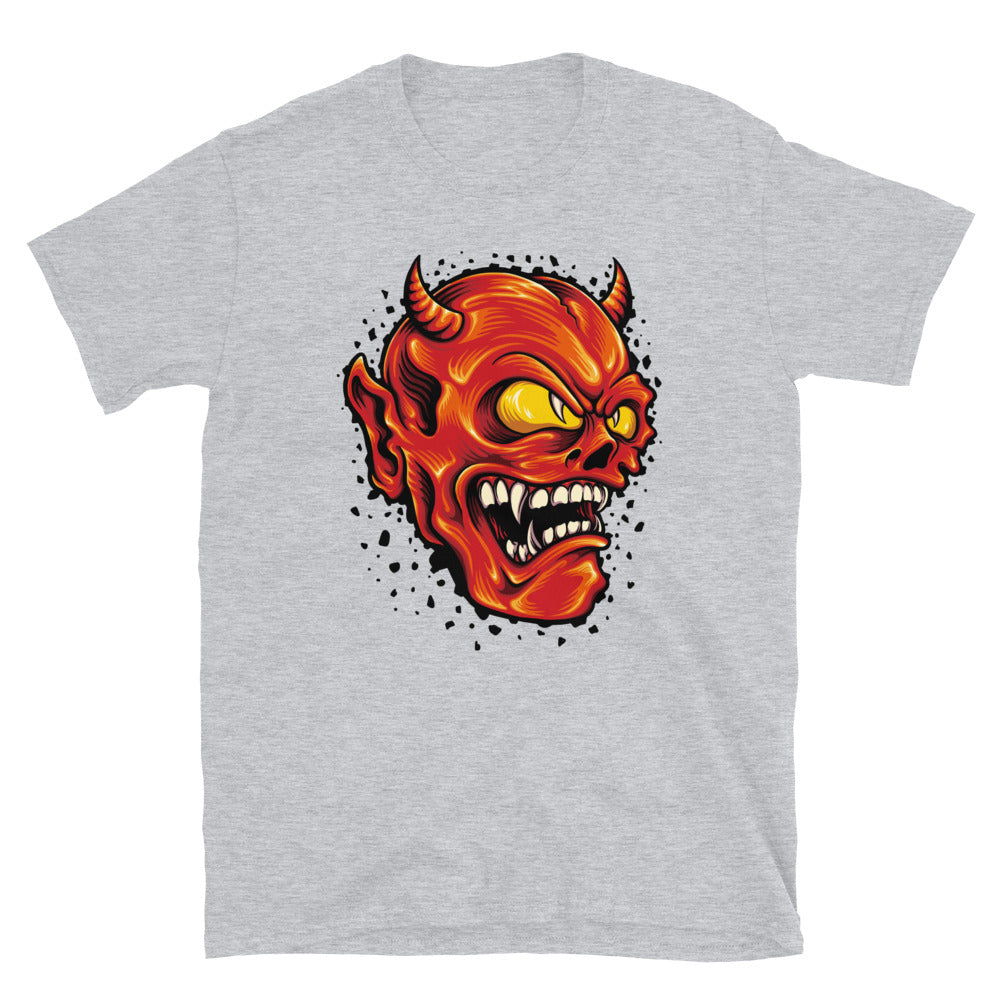 Red Devil Smiley Cartoon Mascot Fit Unisex Softstyle T-Shirt