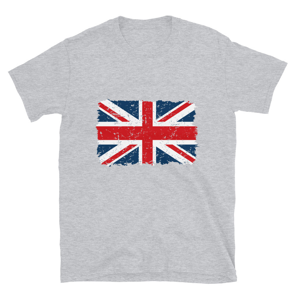 Camiseta Softstyle unisex con bandera grunge del Reino Unido