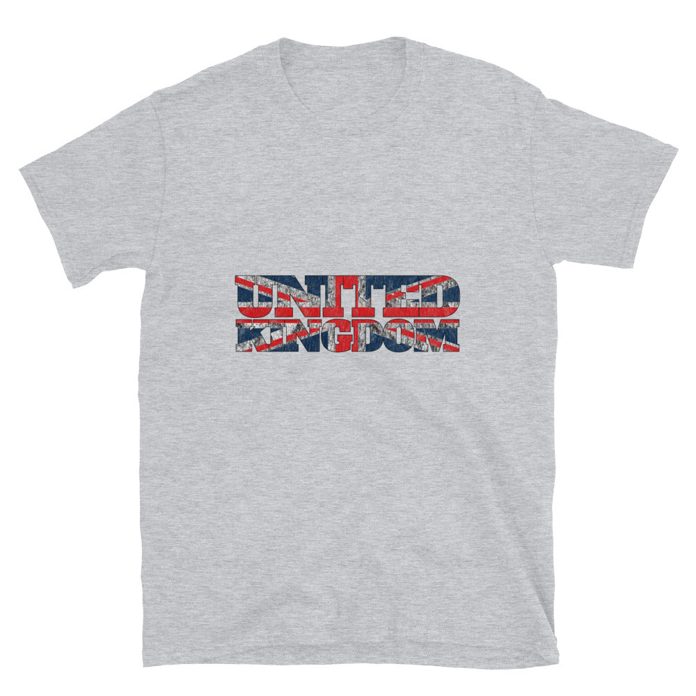 Camiseta de estilo suave unisex con bandera de letras del Reino Unido