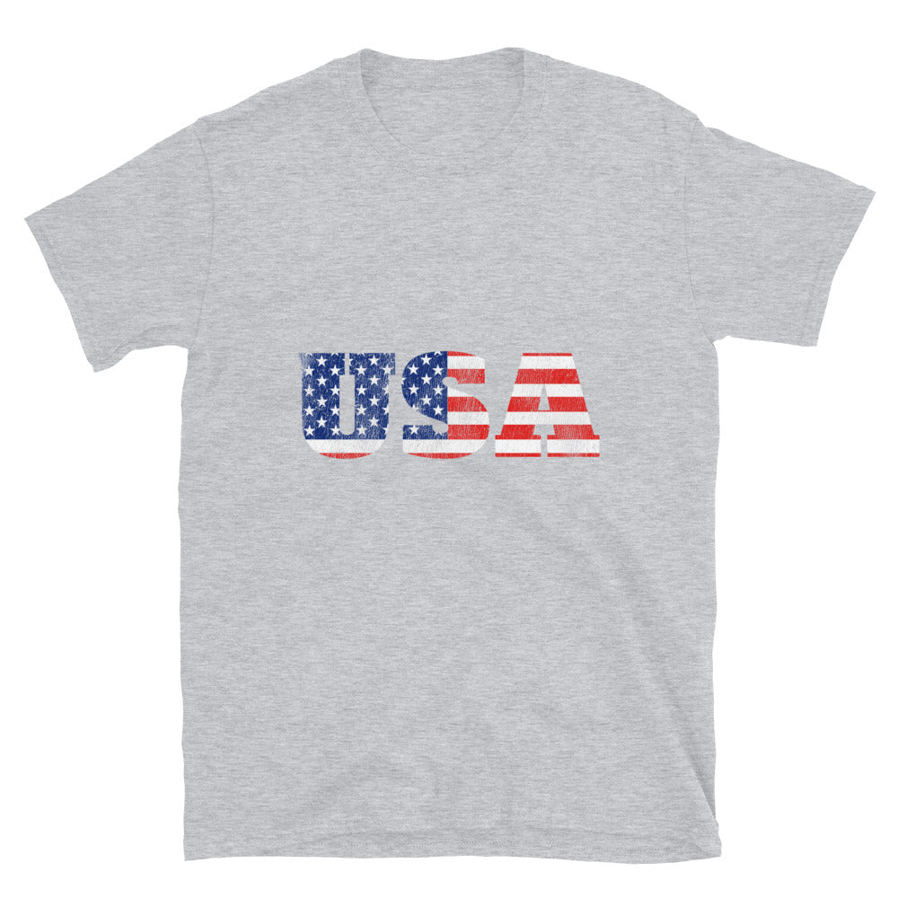 USA Letter Distressed Fit Unisex Softstyle T-Shirt