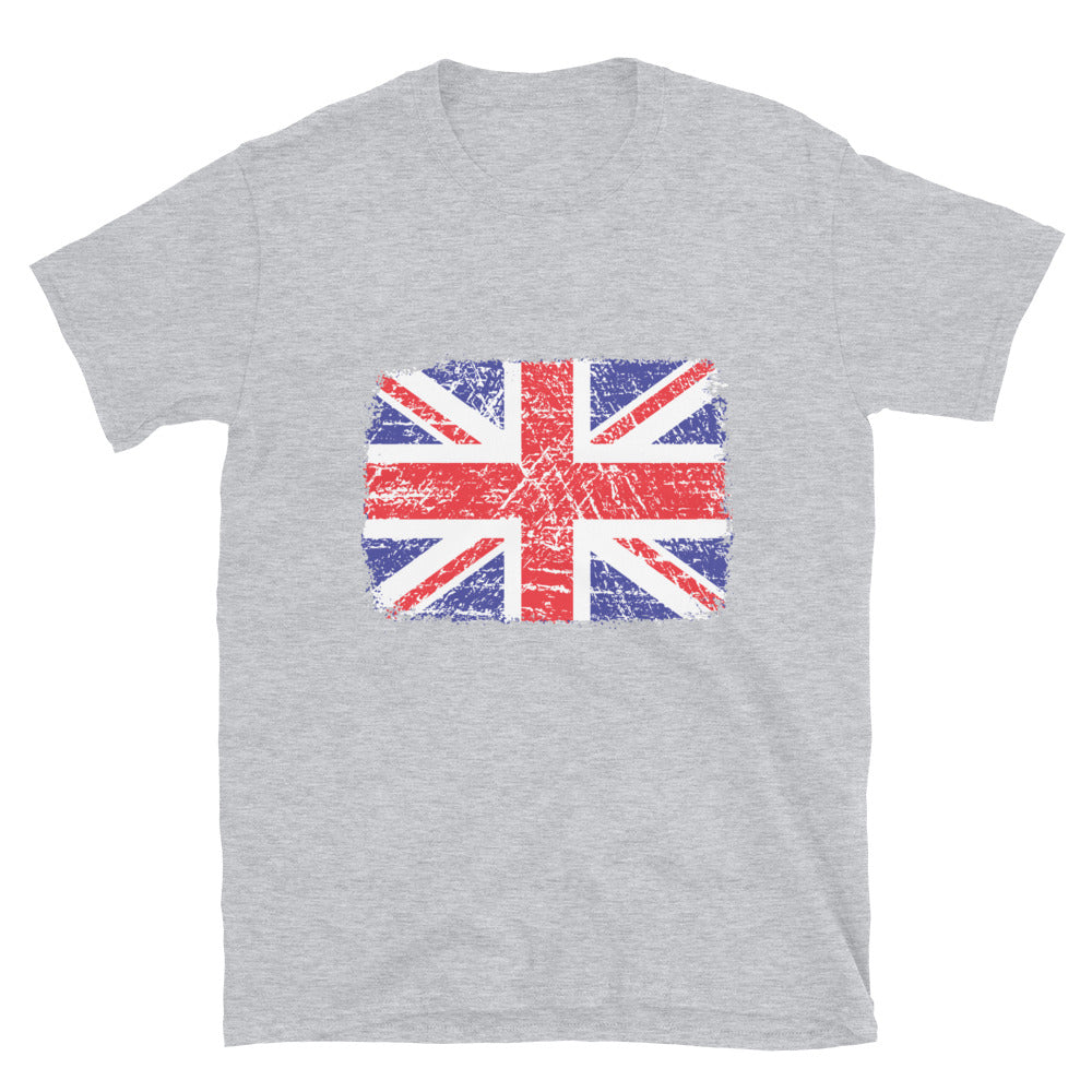 Camiseta unisex Softstyle con bandera del Reino Unido envejecida 4 Fit