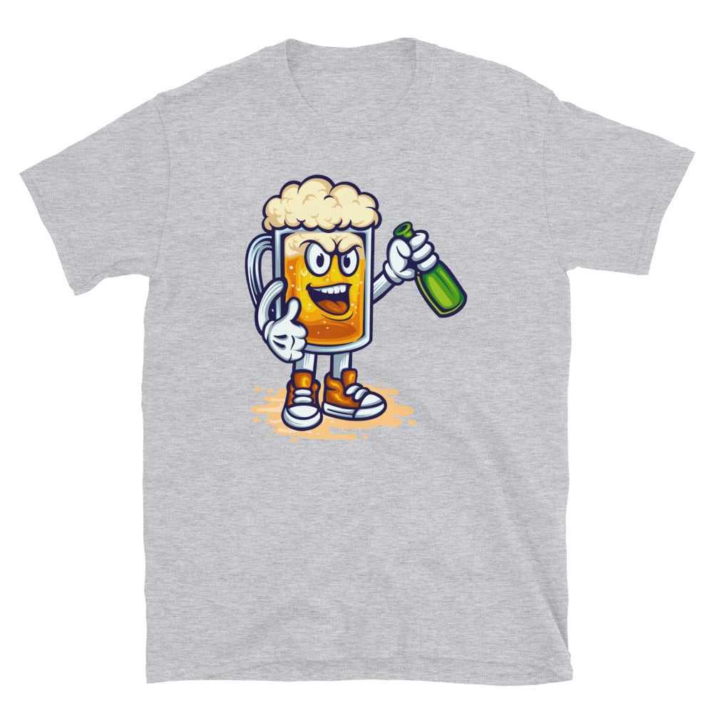 Divertido vaso de cerveza, sonrisa - Camiseta unisex de estilo suave