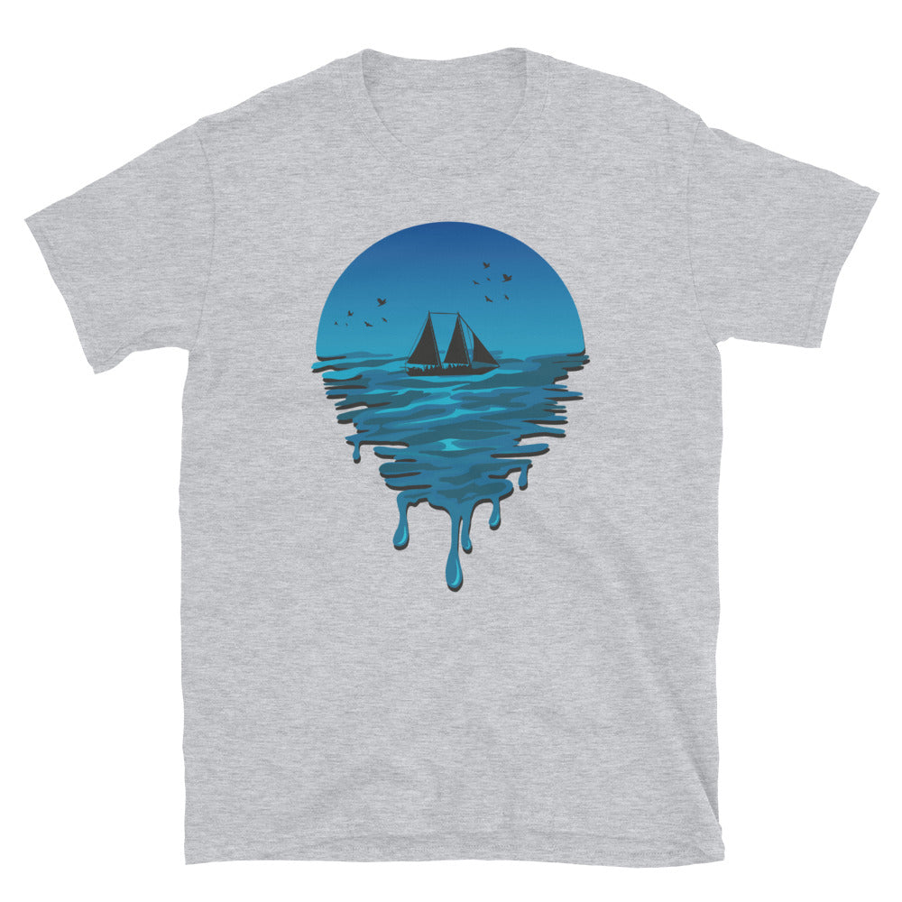 Sailboat in Melted Ocean Fit Unisex Softstyle T-Shirt