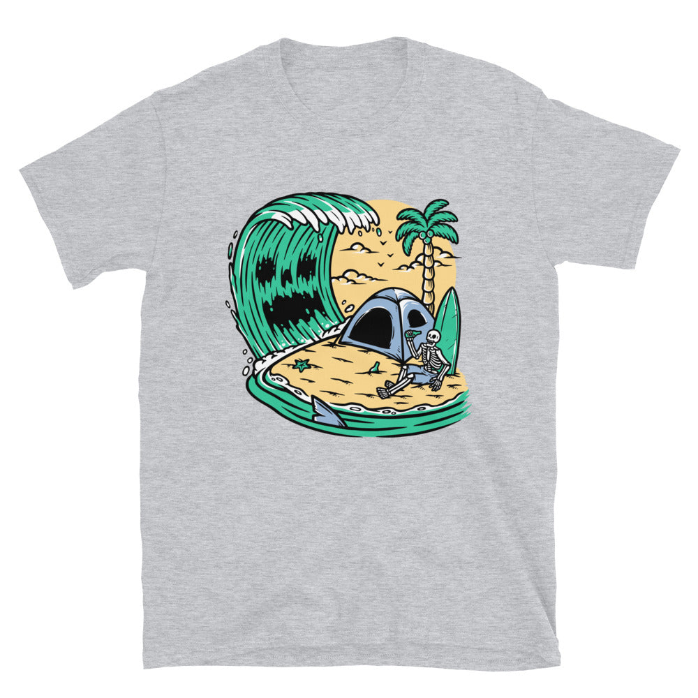 Skull camping on the beach Fit Unisex Softstyle T-Shirt