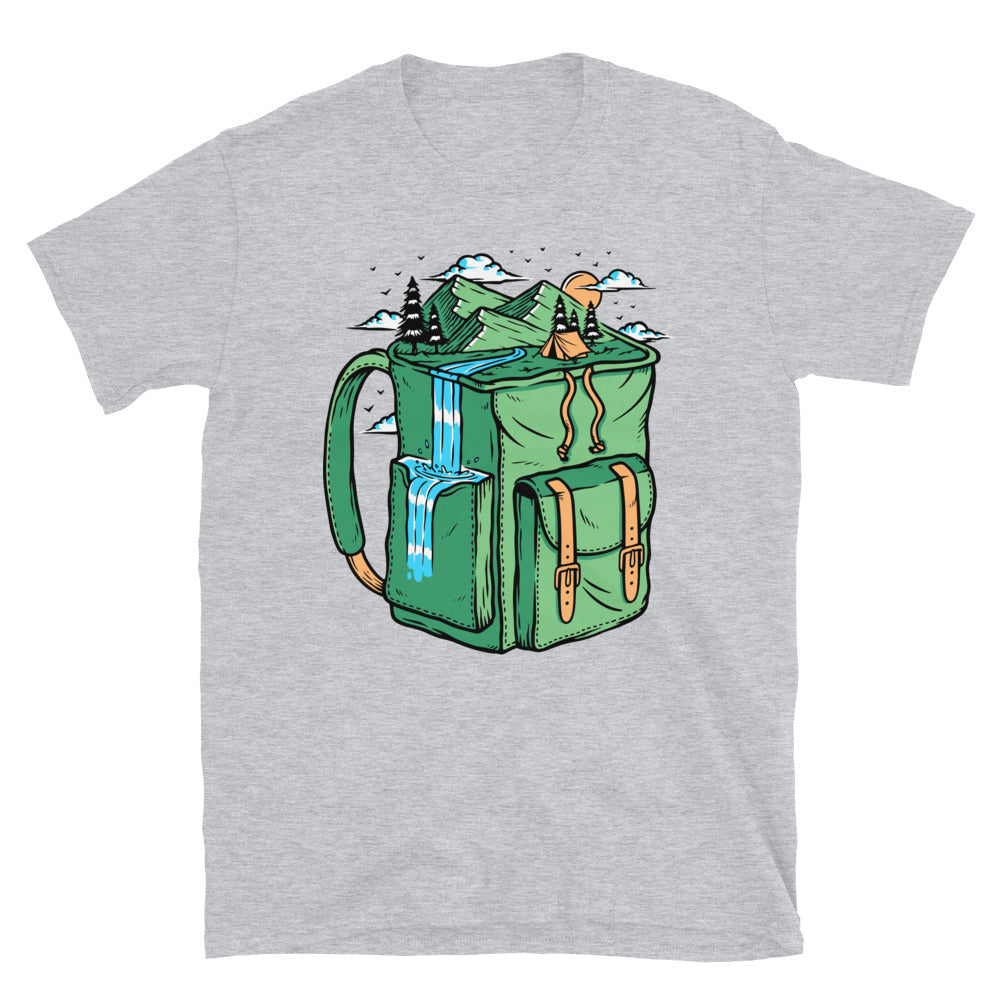 Adventure the Mountain with a Bag - Fit Unisex Softstyle T-Shirt