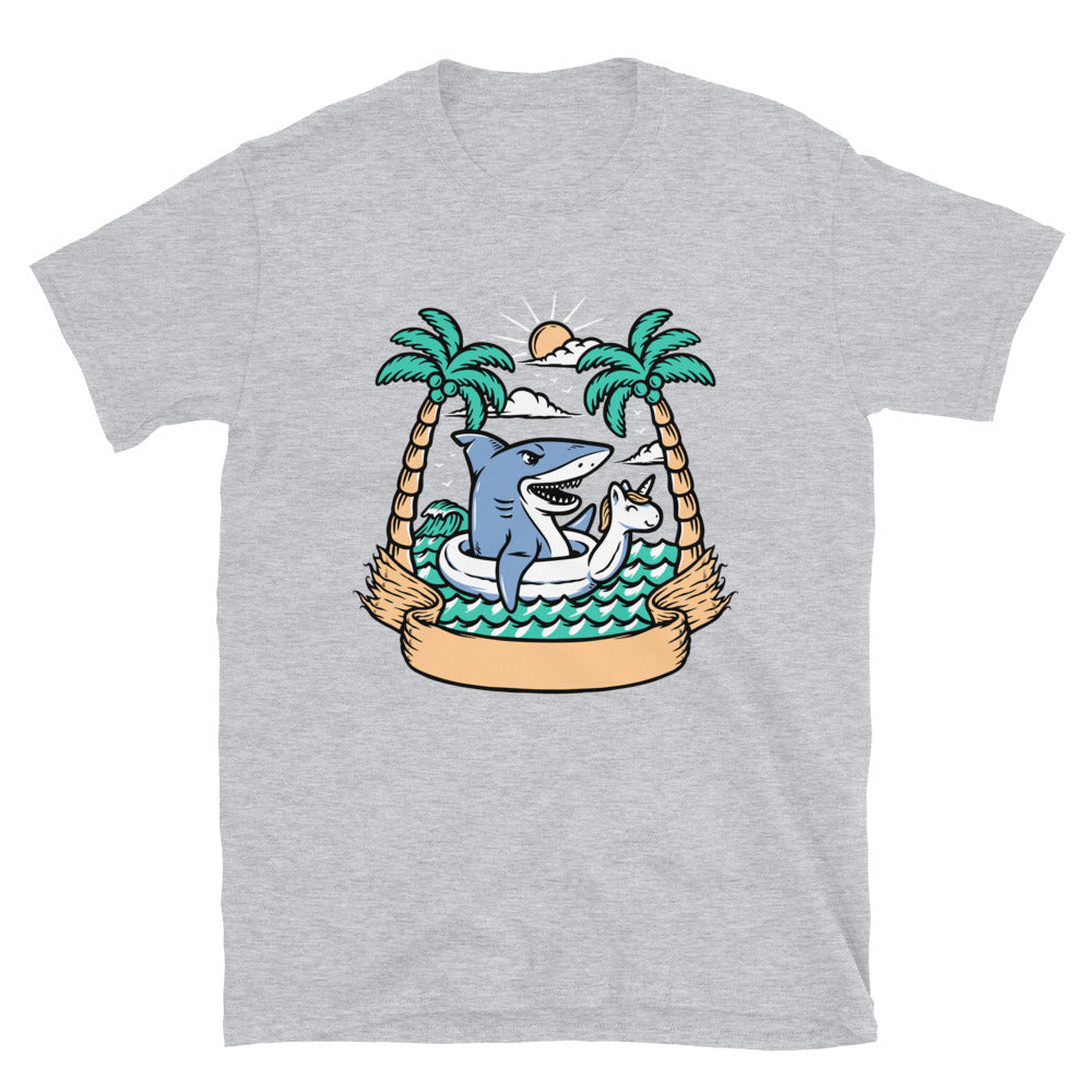 Shark relaxing on the beach Fit Unisex Softstyle T-Shirt