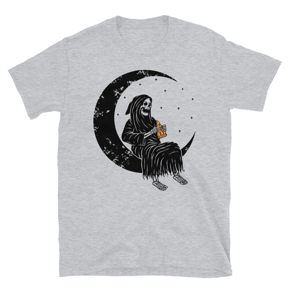 Skull grim on the moon Fit Unisex Softstyle T-Shirt