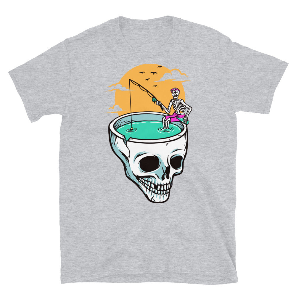 Fishing in a Scary Skull - Fit Unisex Softstyle T-Shirt